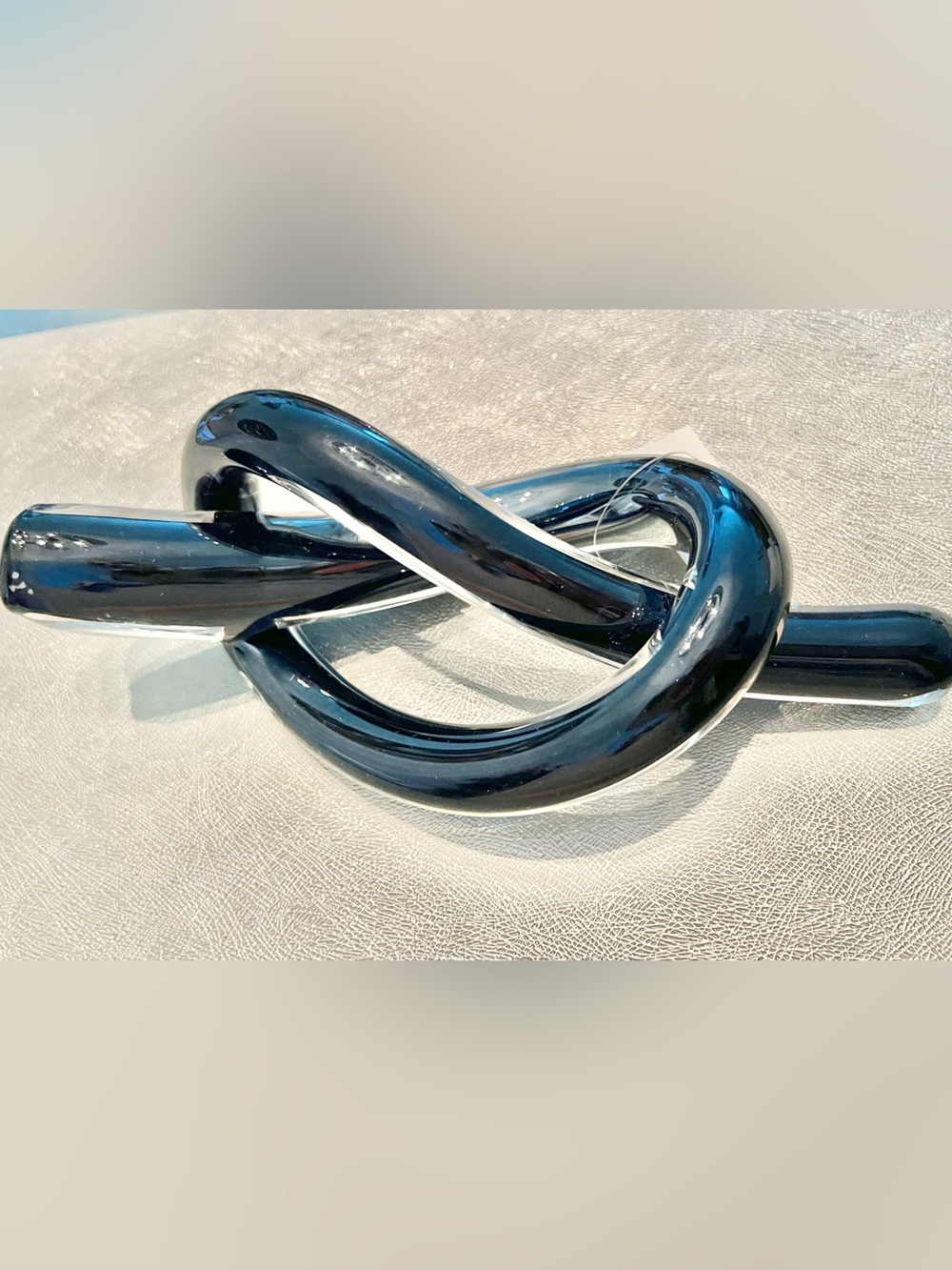 Handmade NEW Art Glass Abstract Twisted Rope Knot Paperweight Medium 9"x3."Blue
